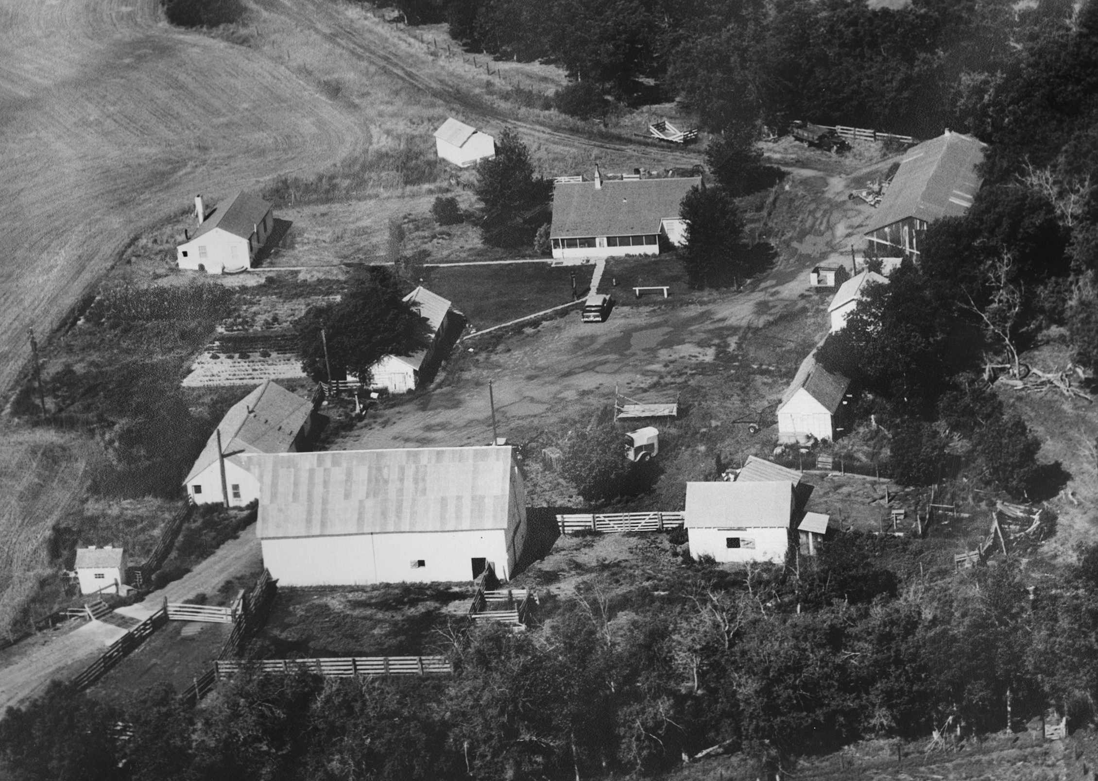JH Ranch Headquarters, Aerial View, 1945