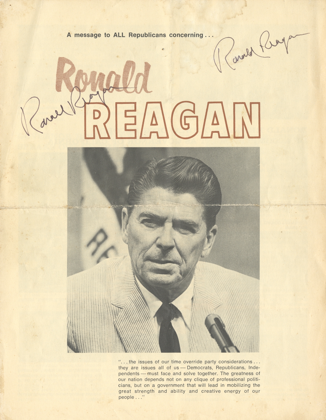 Reagan Autographs, Sheridan Wyoming, 1968