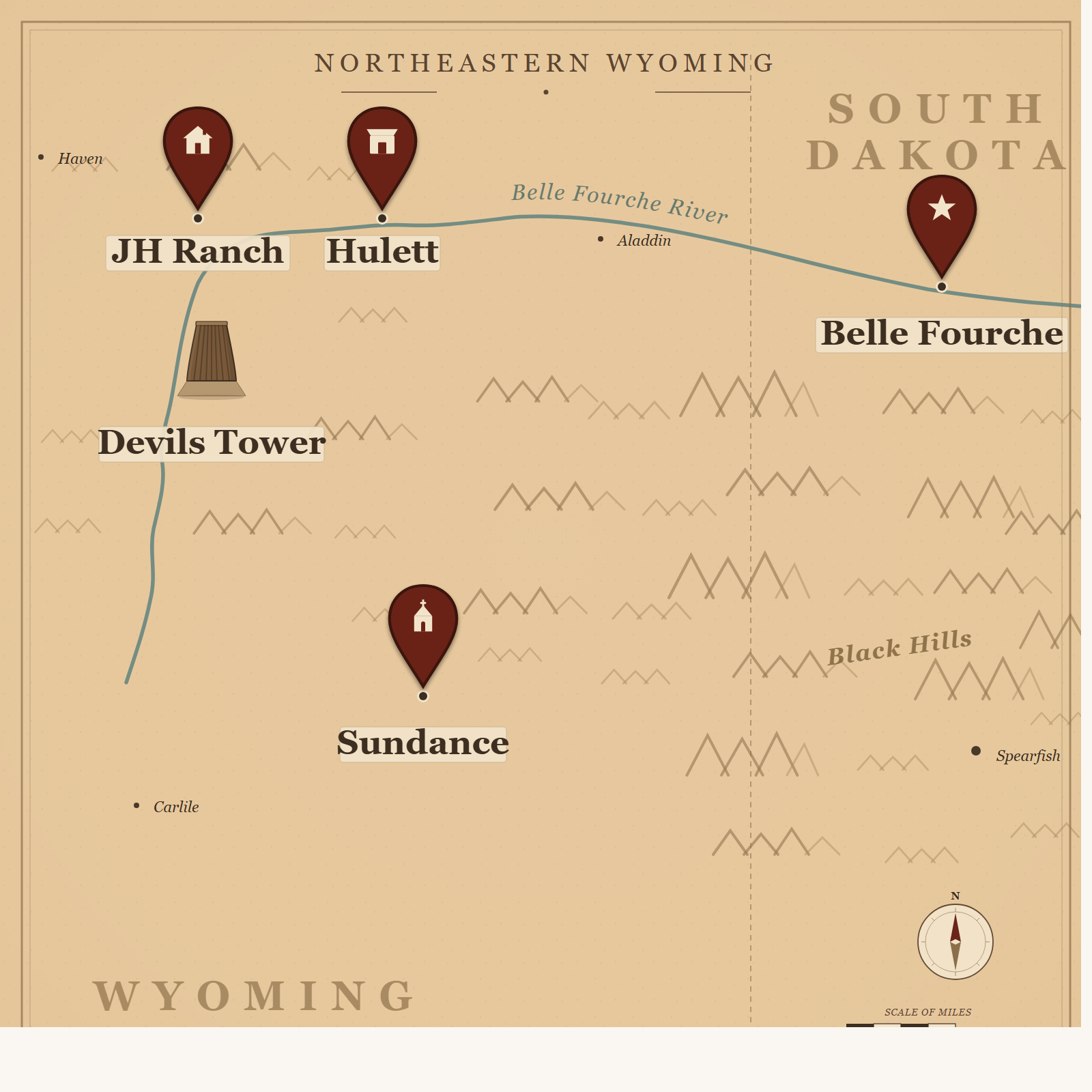 Northeast Wyoming & South Dakota Map