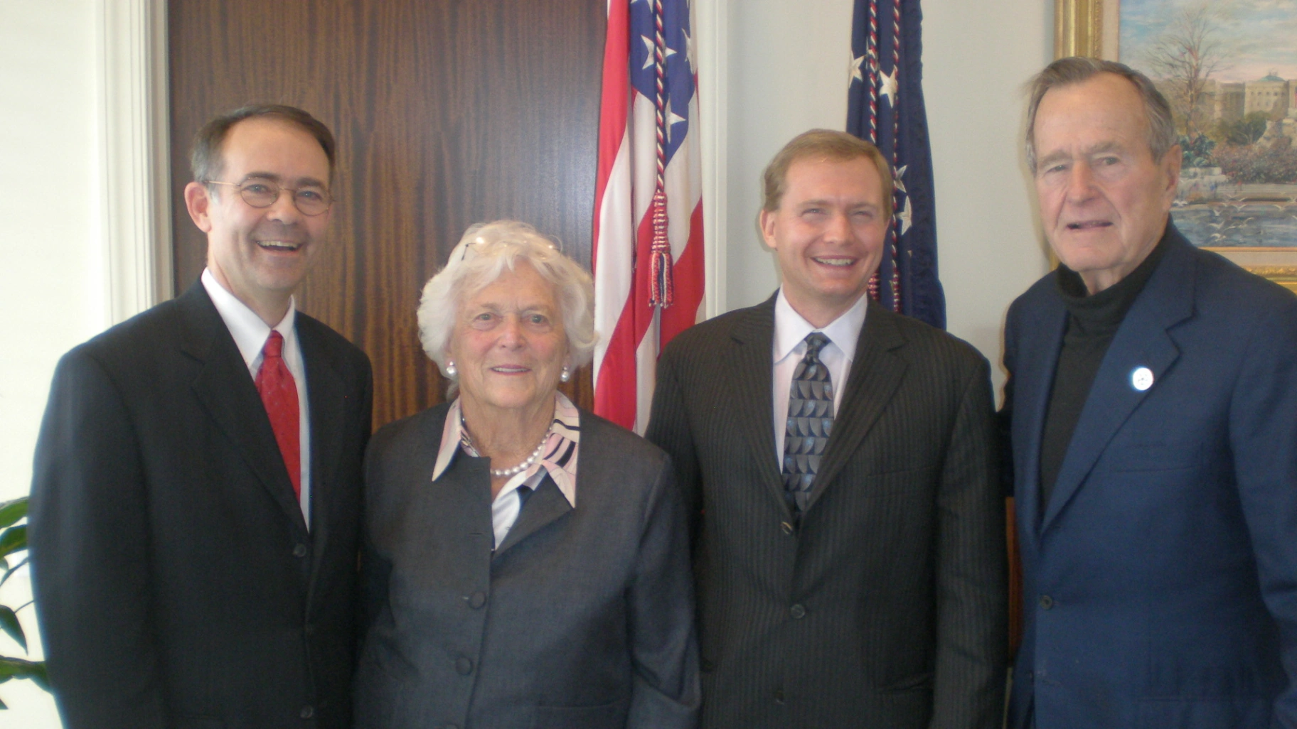 George HW and Barbara Bush with Bill and Fritz Steiger 12.8.09