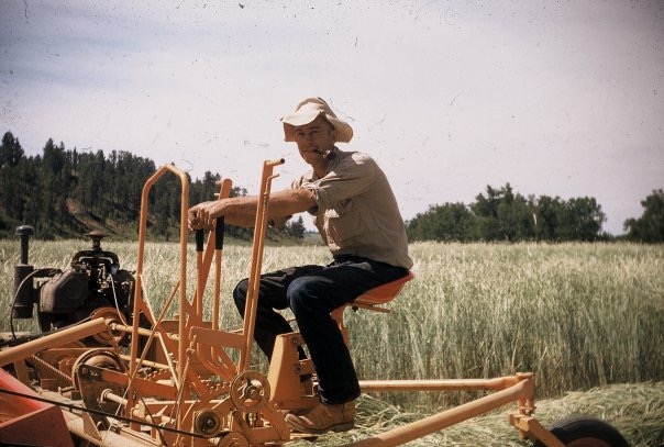Don Steiger on his new windrower machine.