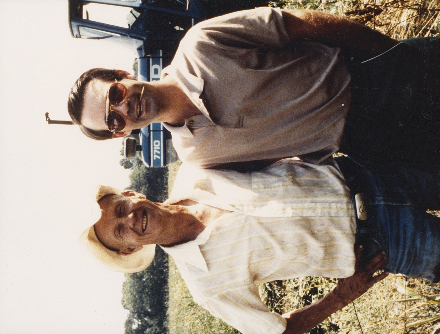 Fritz and Dad on the Tractor, 1985