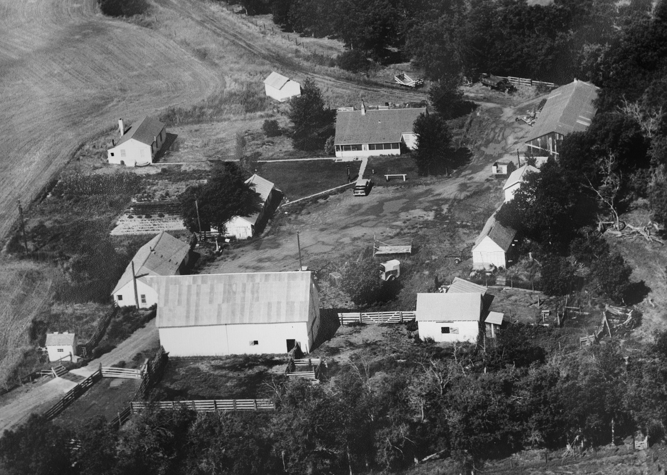JH Ranch Headquarters, Aerial View, 1945