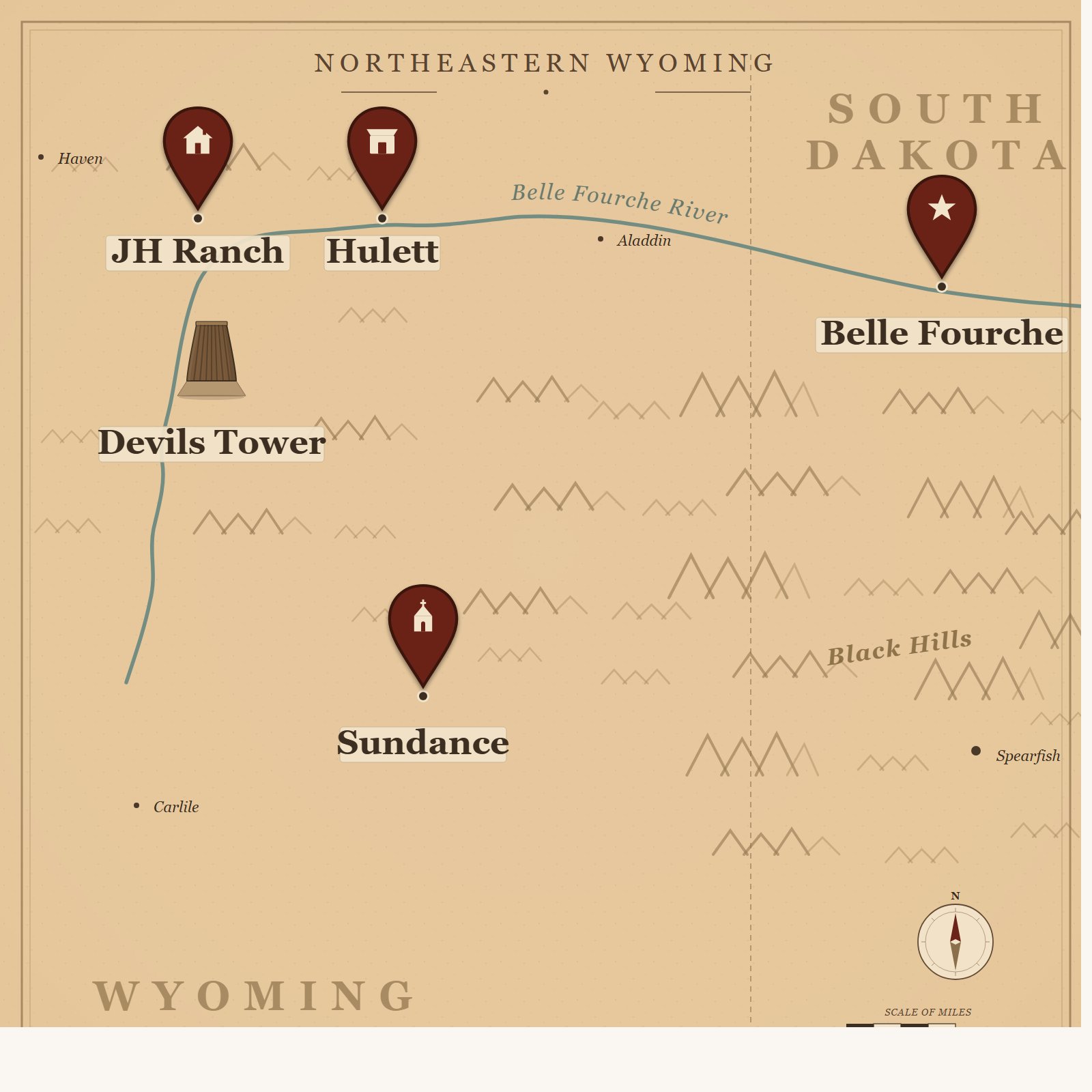 Northeast Wyoming & South Dakota Map